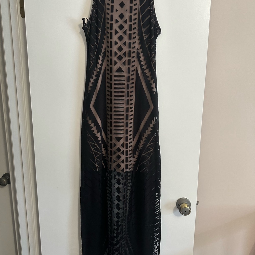 Mossimo Supply Co. Black and Brown Geometric Maxi Dress